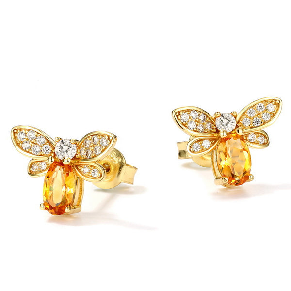 Cute Topaz Bee Stud Earrings