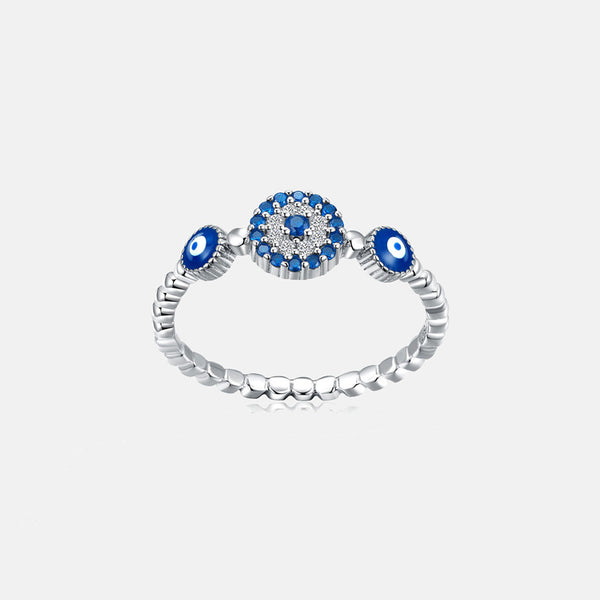 Blue Evil Eye Stacking Band Ring