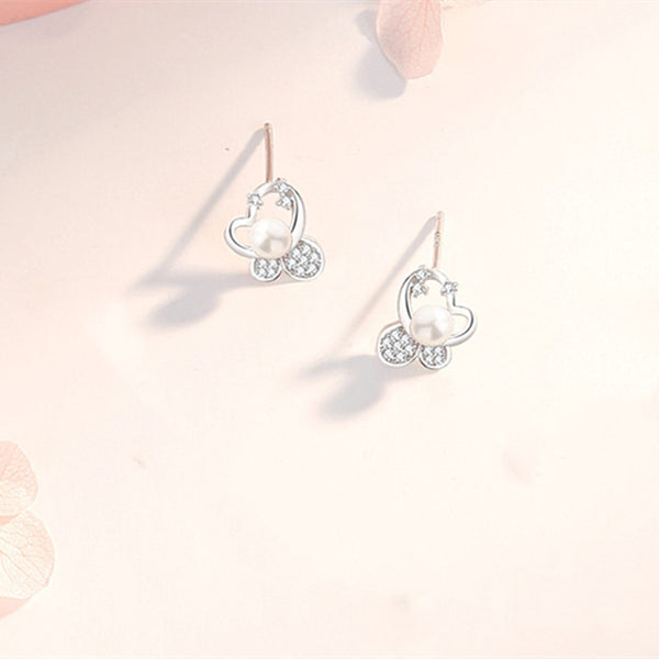 Pearl Butterfly Stud Earrings