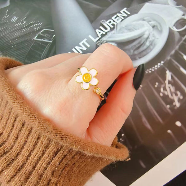 Flower Smiley Anxiety Fidget Spinner Ring