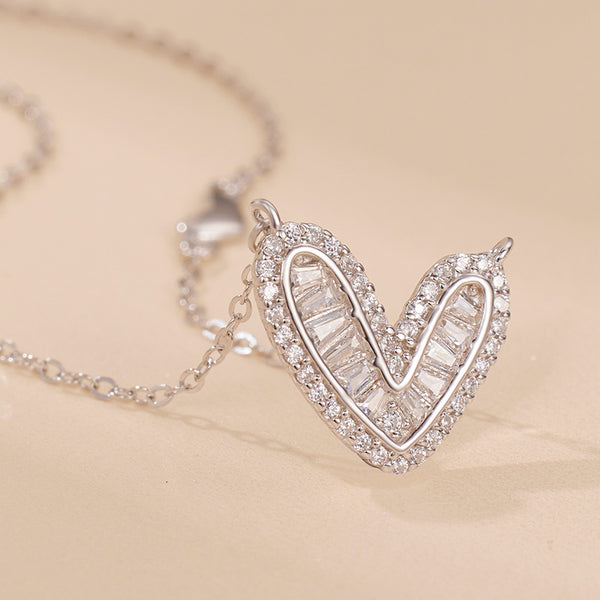 Dainty Silver Heart Charm Necklace