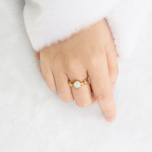 Dainty Six-Prong Opal Ring