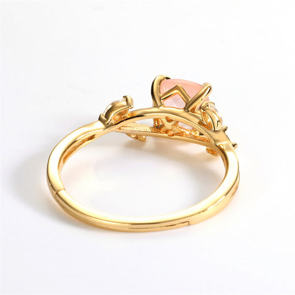 Rose Quartz Leaf Ring