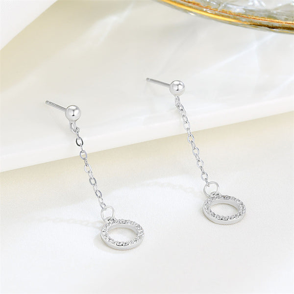 Pave Circle Drop Stud Earrings