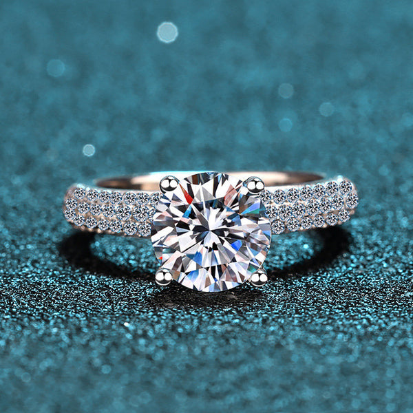 Moissanite Pave Setting Engagement Ring