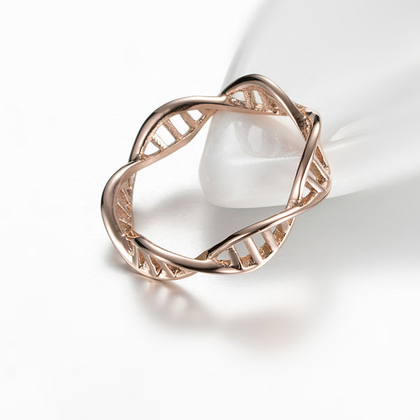 DNA Double Helix Spiral Infinity Ring