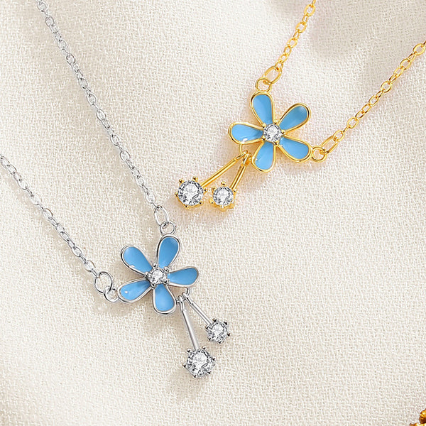 Blue Flower Pendant Necklace