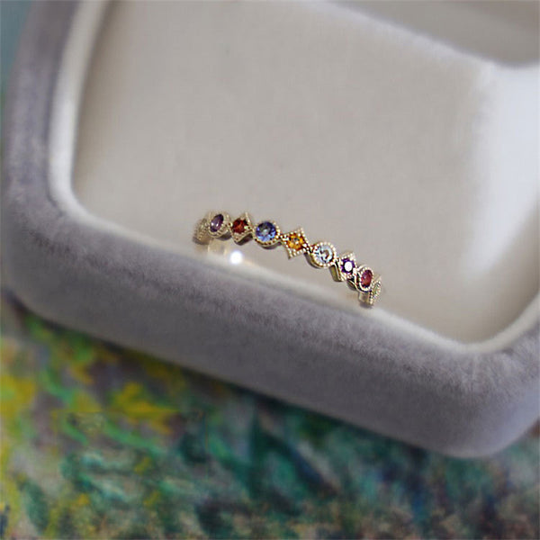 Rainbow Colored Gem Ring