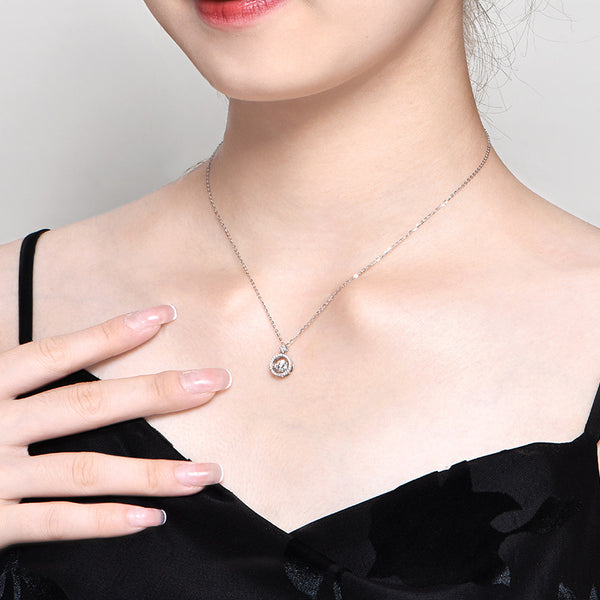 Moissanite Dancing Stone Circle Necklace