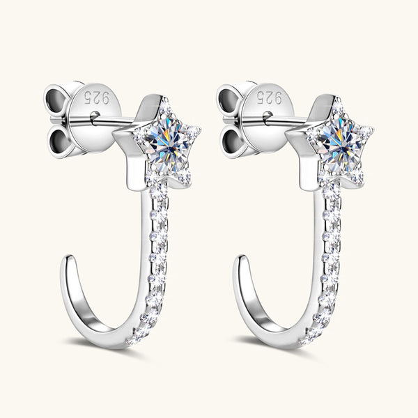 Moissanite Star Wedding Hoop Earrings