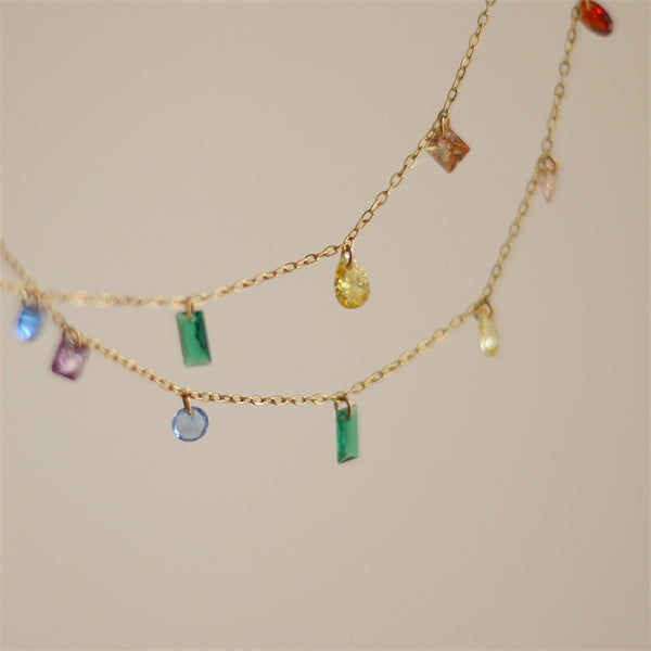 Rainbow Colored Gem Necklace