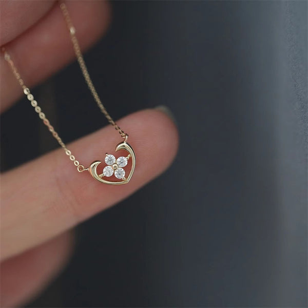 Four-Leaf Clover Heart Necklace