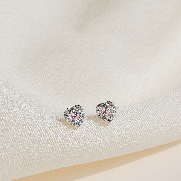 Pink Heart Stud Earrings