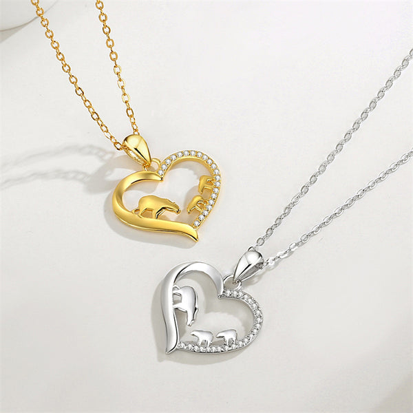 Cute Bear Heart Pendant Necklace