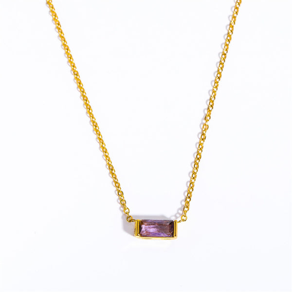 Baguette Cut Birthstone Pendant Necklace