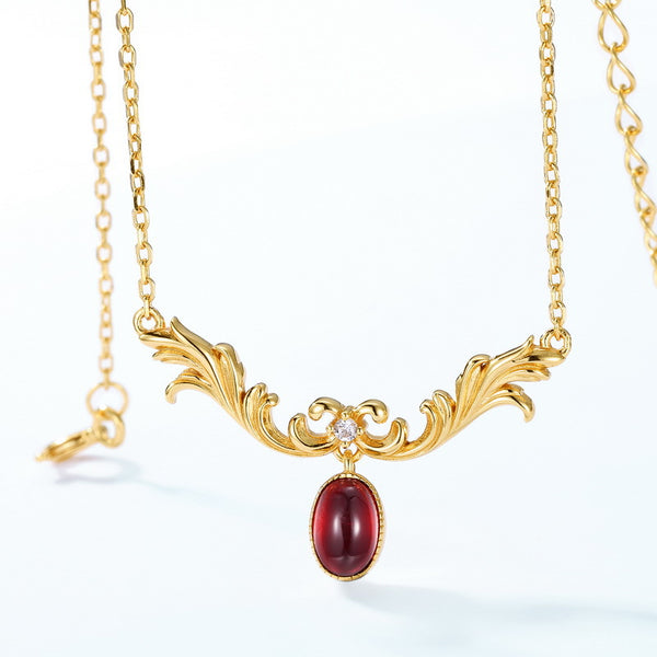 Vintage Gold Garnet Pendant Necklace