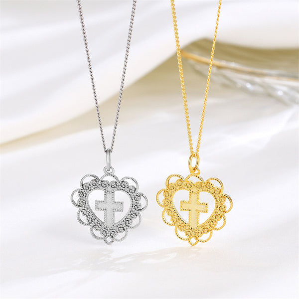 Heart Cross Pendant Necklace