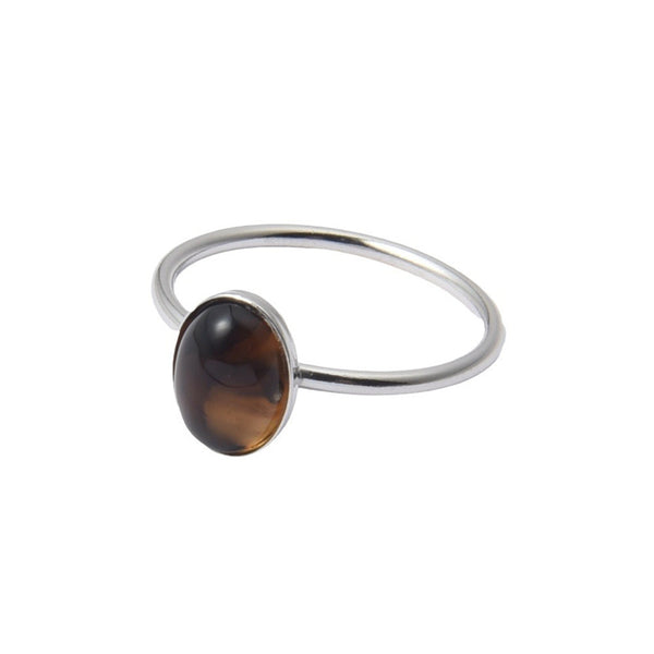 Oval Chalcedony Setting Thin Band Ring