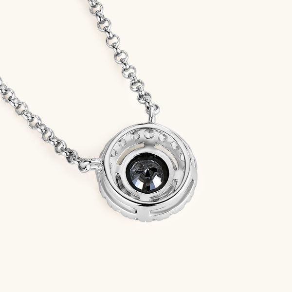 Black Moissanite Halo Necklace