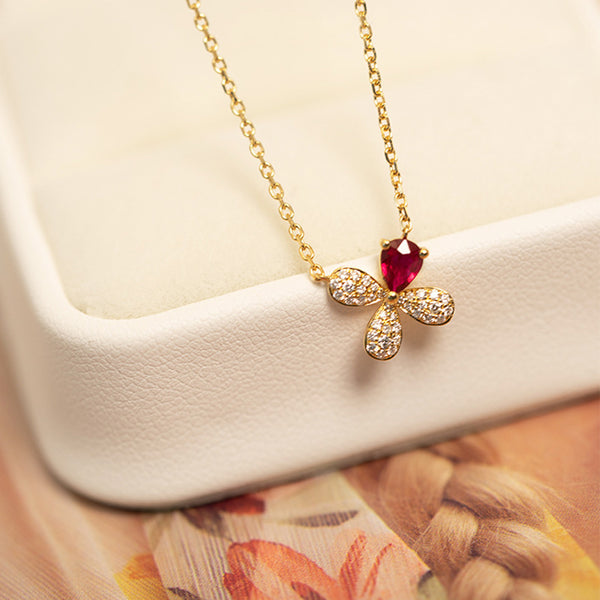 Ruby Four Leaf Clover Necklace