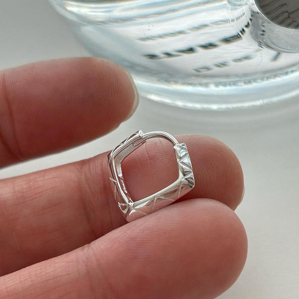 Sterling Silver Rhombus Hoop Earrings