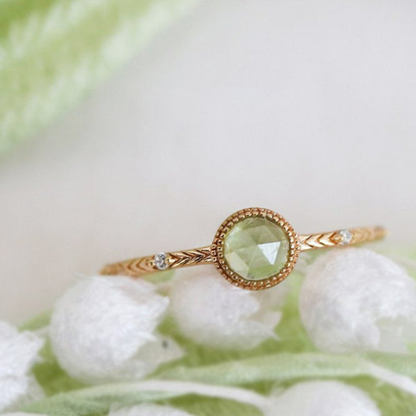 Solitaire Green Gem Stacking Ring