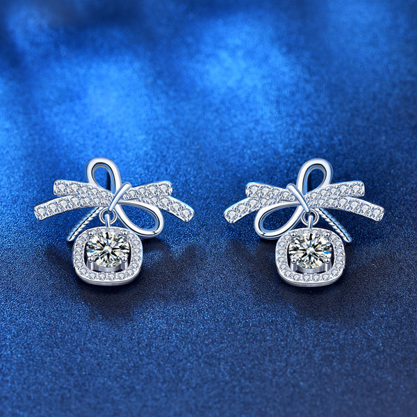 Moissanite Bow Tie Wedding Earrings