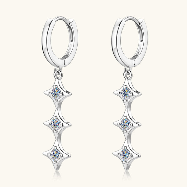 Star Moissanite Dangle Drop Earrings