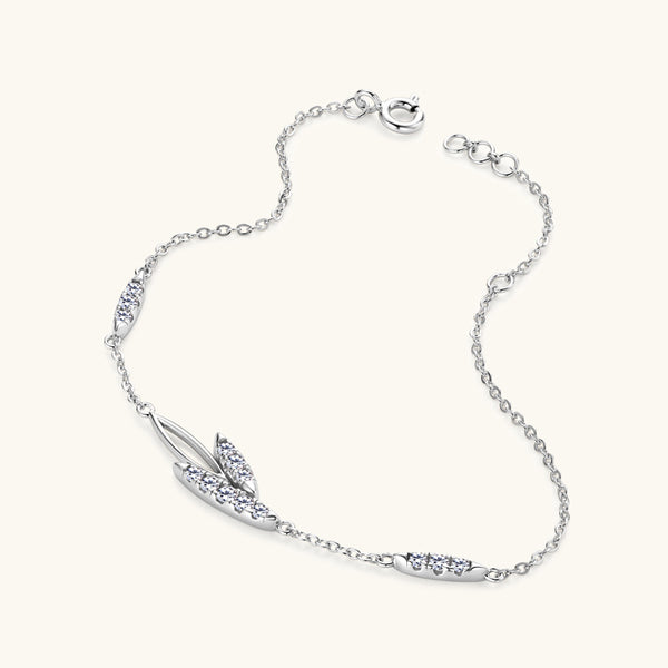 Dainty Leaf Moissanite Wedding Bracelet