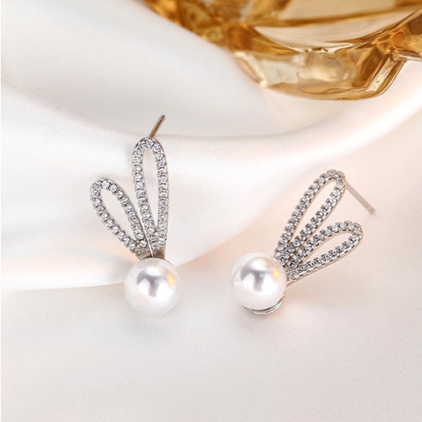 Bunny Rabbit Pearl Stud Earrings