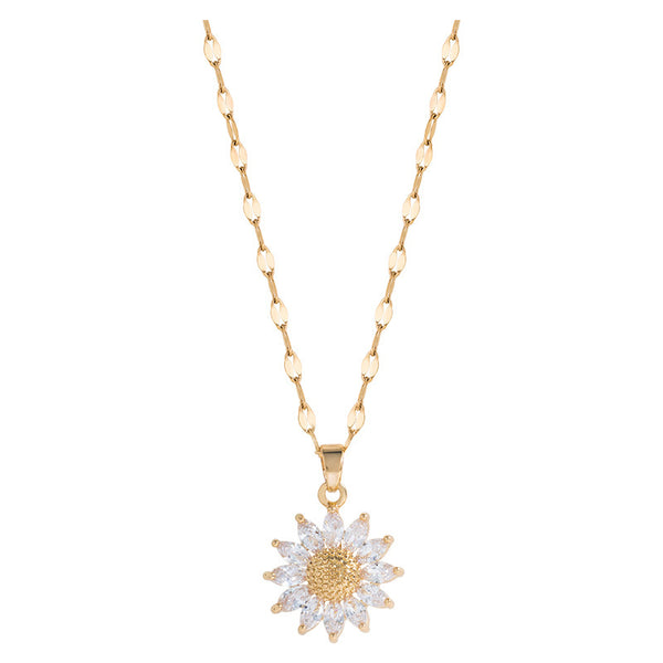 Gold Sunflower Pendant Necklace