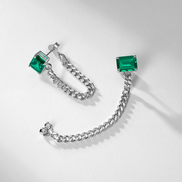 Lab Grown Emerald Ruby Earrings