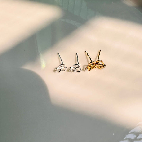 Pearl Heart Knot Stud Earrings