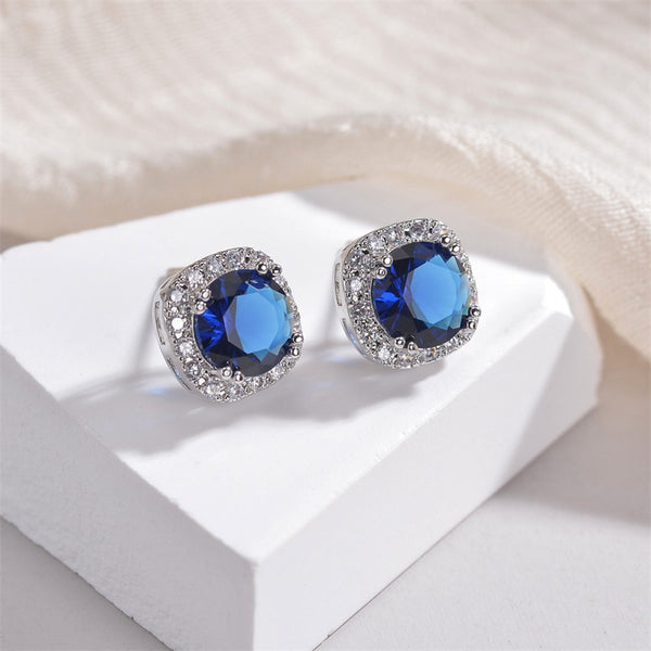 Color Gemstone Wedding Stud Earrings