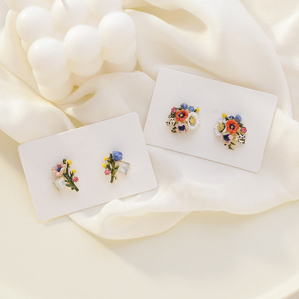 Dainty Flower Enamel Earrings