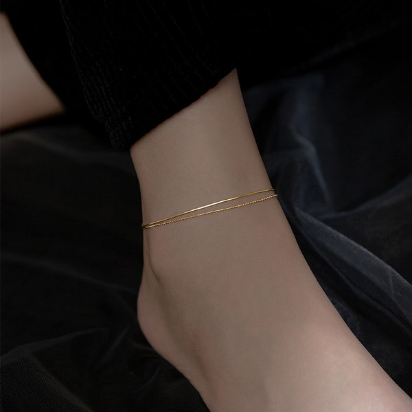 Snake Bead Double Chain Anklet