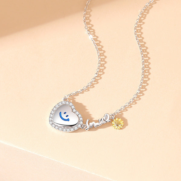 Smiley Face Heart Necklace