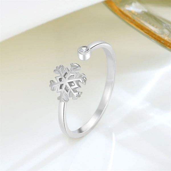 Silver Snowflake Open Ring