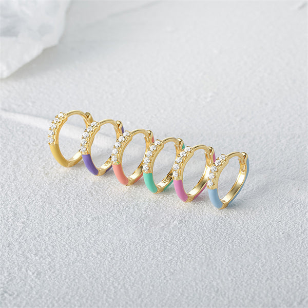 Color Enamel Cuff Hoop Earrings