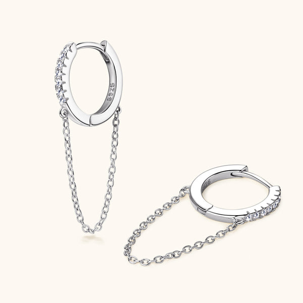 Dainty Moissanite Chain Drop Earrings