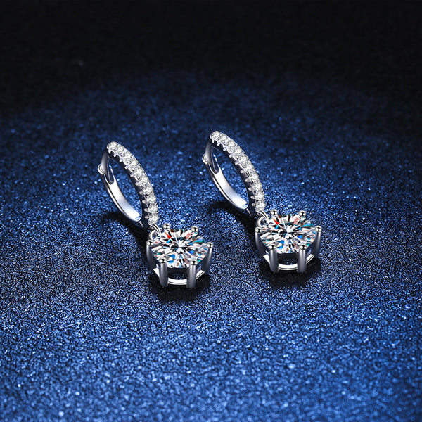 Six-Prong Moissanite Dop Huggie Earrings