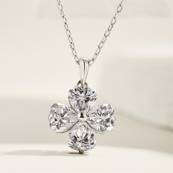 Heart Four Leaf Clover Pendant Necklace