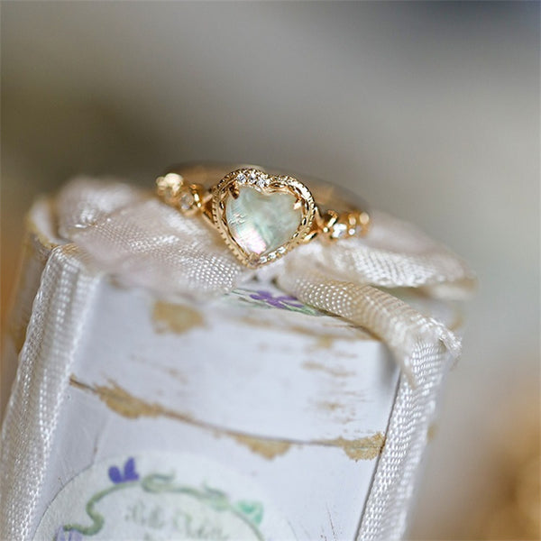 Dainty White Crystal Heart  Ring