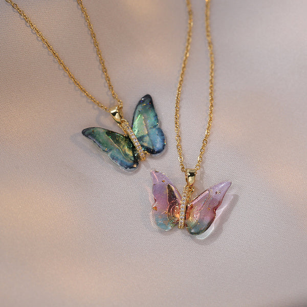 Color Butterfly Pendant Wedding Necklace