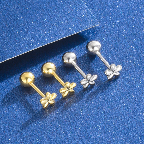Dainty Flower Ball End Stud Earrings