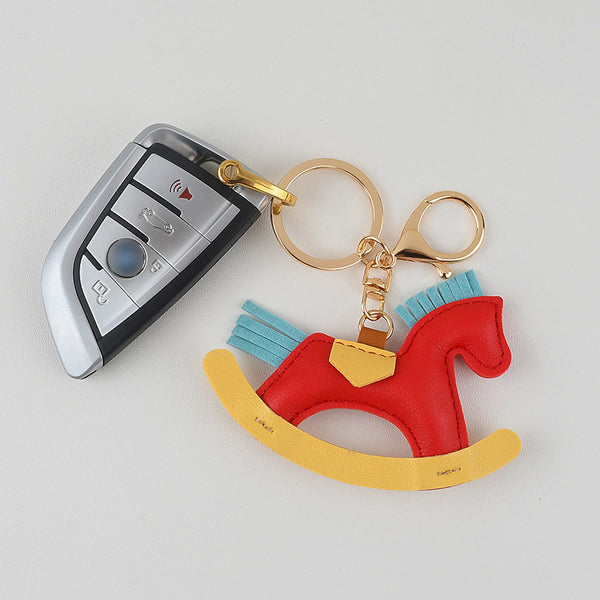 Rocking Horse Leather Car Keychain