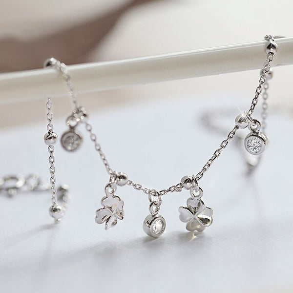 Four-Leaf Clover Charm Anklet