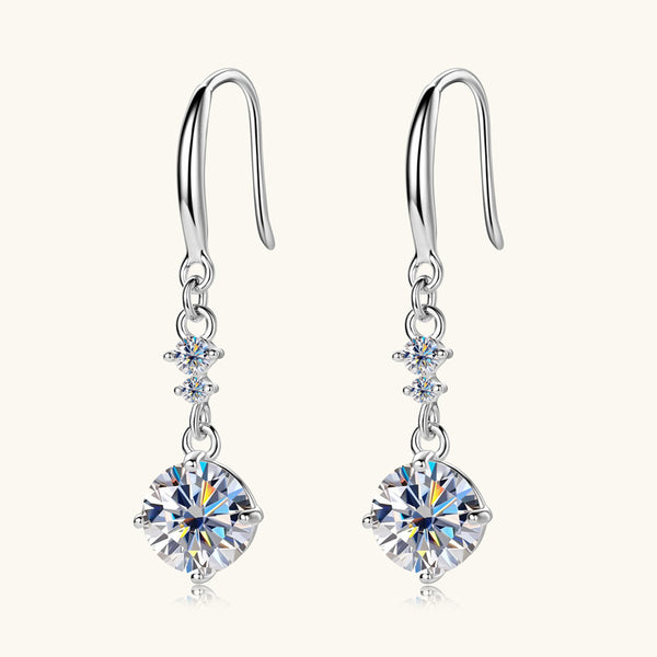 Moissanite Drop Fishhook Wedding Earrings