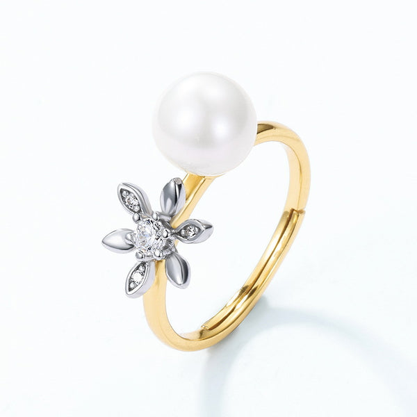 Round Pearl Flower Ring