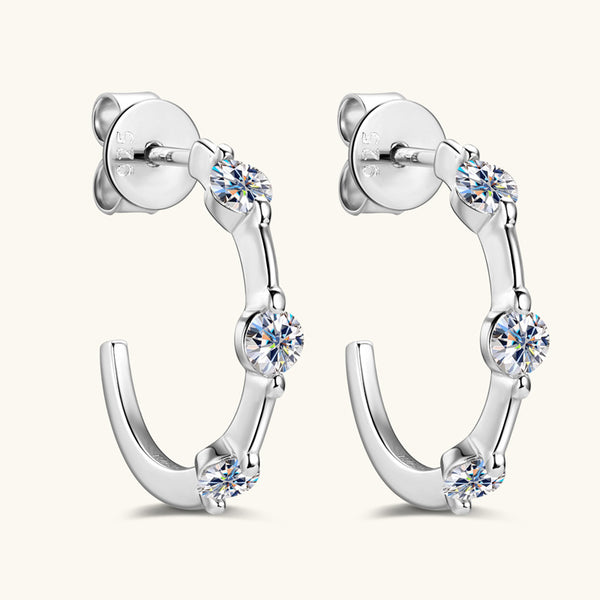 Moissanite C Hoop Wedding Earrings